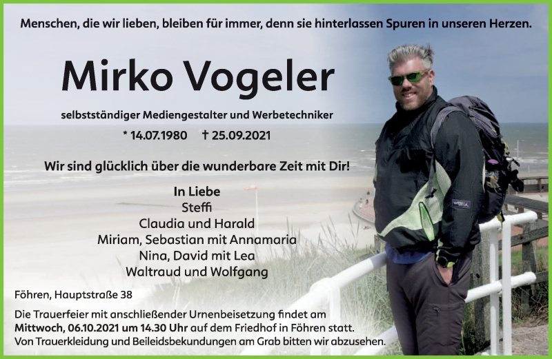  Traueranzeige für Mirko Vogeler vom 02.10.2021 aus trierischer_volksfreund