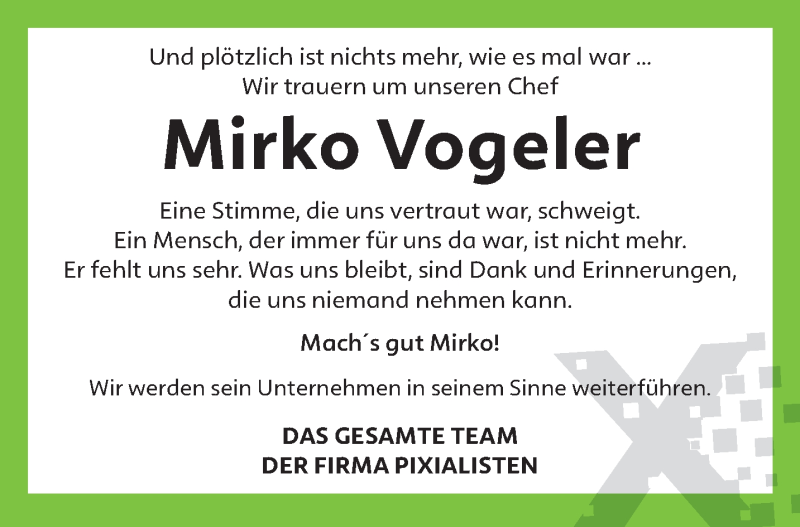  Traueranzeige für Mirko Vogeler vom 02.10.2021 aus trierischer_volksfreund