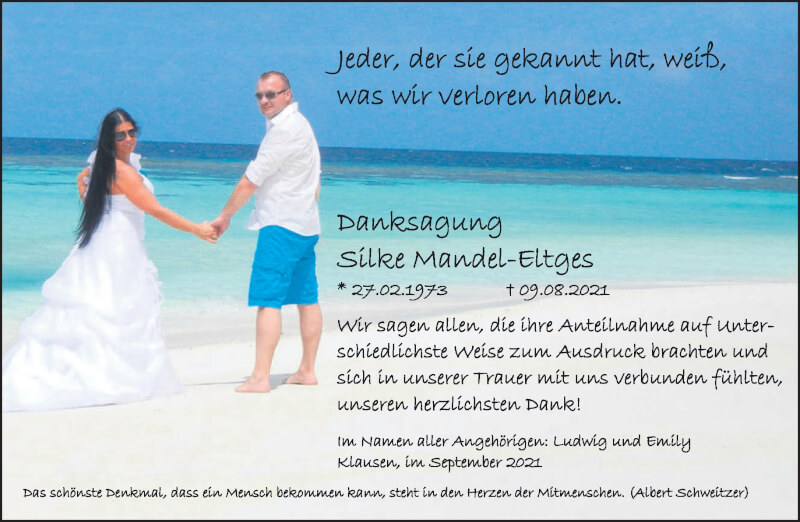  Traueranzeige für Silke  Mandel-Eltges vom 02.10.2021 aus trierischer_volksfreund