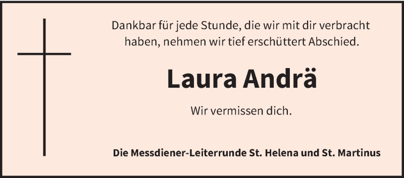  Traueranzeige für Laura Andrä vom 10.11.2021 aus trierischer_volksfreund