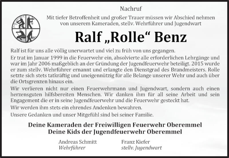  Traueranzeige für Ralf Benz vom 27.11.2021 aus trierischer_volksfreund