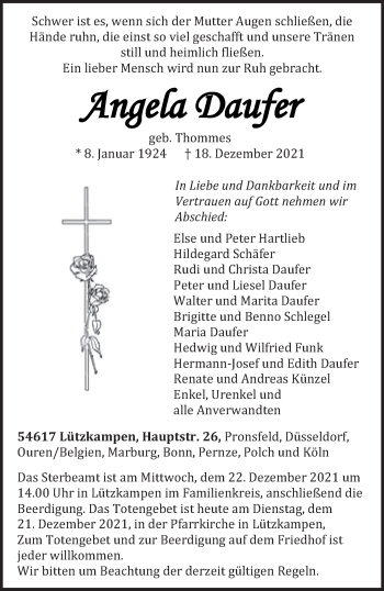 Traueranzeige von Angela Daufer von trierischer_volksfreund