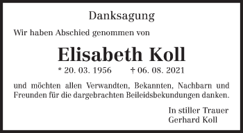 Traueranzeige von Elisabeth Koll von trierischer_volksfreund