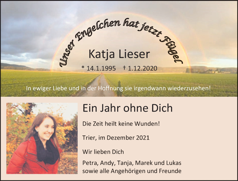  Traueranzeige für Katja Lieser vom 01.12.2021 aus trierischer_volksfreund