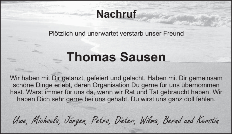  Traueranzeige für Thomas Sausen vom 24.12.2021 aus trierischer_volksfreund