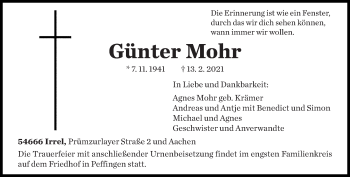 Traueranzeige von Günter Mohr von trierischer_volksfreund