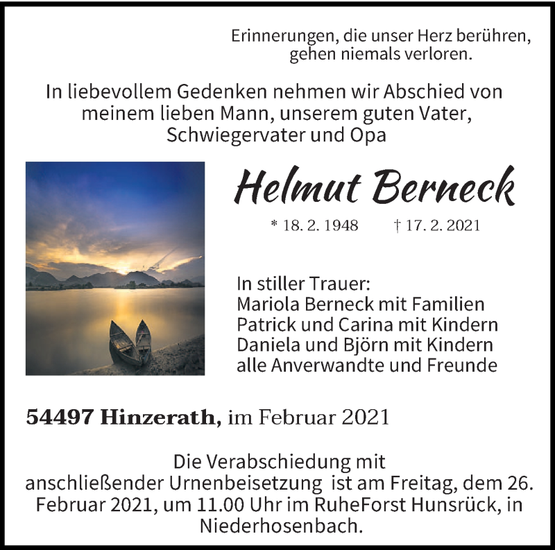  Traueranzeige für Helmut Berneck vom 22.02.2021 aus trierischer_volksfreund