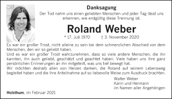 Traueranzeige von Roland Weber von trierischer_volksfreund