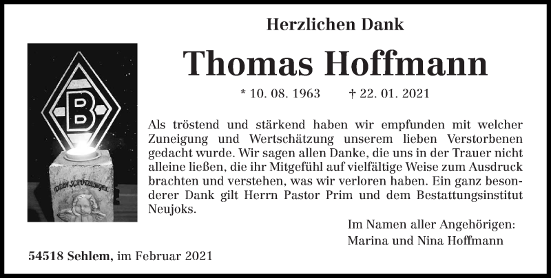  Traueranzeige für Thomas Hoffmann vom 17.02.2021 aus trierischer_volksfreund