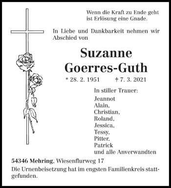 Traueranzeige von Suzanne Goerres-Guth von trierischer_volksfreund