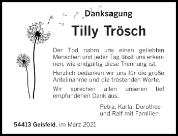 Traueranzeige von Tilly Trösch von trierischer_volksfreund