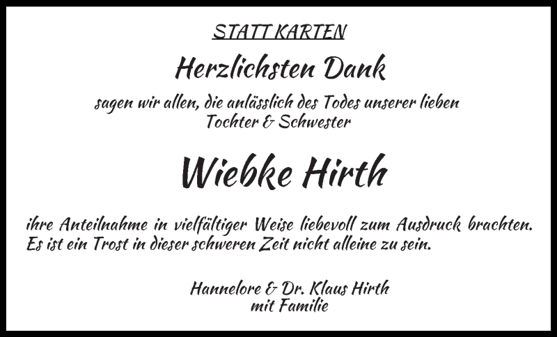  Traueranzeige für Wiebke Hirth vom 06.03.2021 aus trierischer_volksfreund