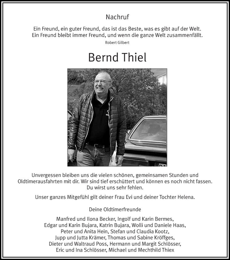  Traueranzeige für Bernd Thiel vom 08.04.2021 aus trierischer_volksfreund