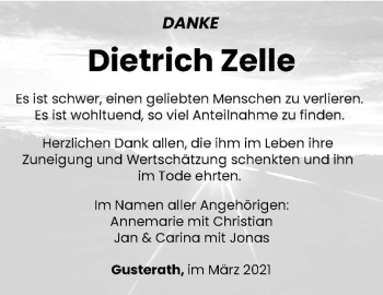 Traueranzeige von Dietrich Zelle von trierischer_volksfreund