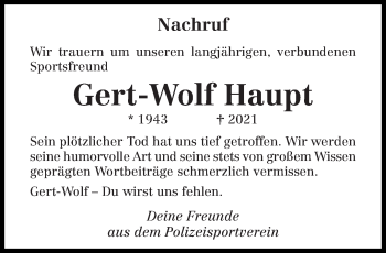 Traueranzeige von Gert-Wolf Haupt von trierischer_volksfreund