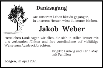 Traueranzeige von Jakob Weber von trierischer_volksfreund
