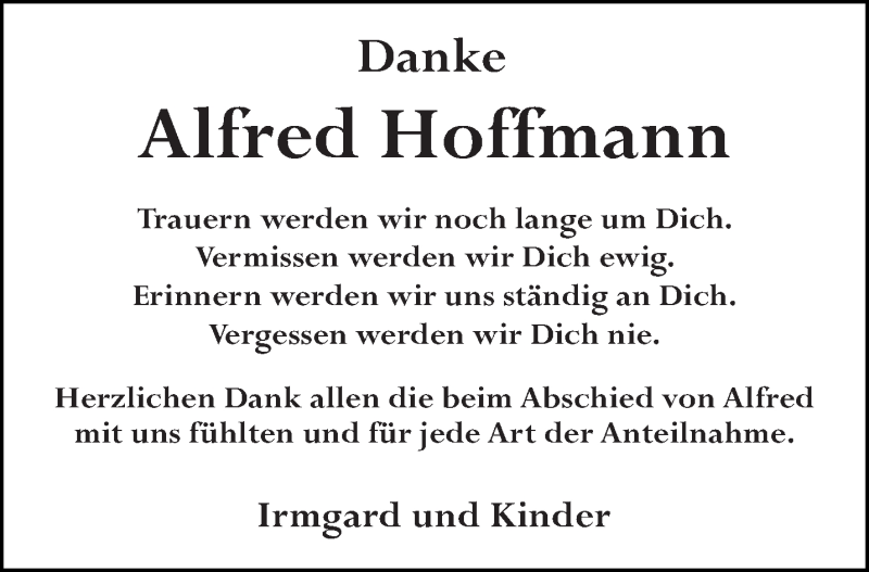  Traueranzeige für Alfred Hoffmann vom 22.05.2021 aus trierischer_volksfreund