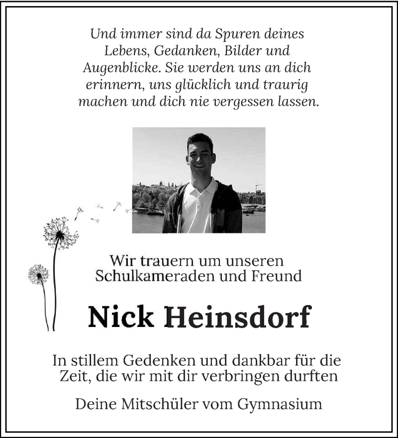  Traueranzeige für Nick Heinsdorf vom 22.05.2021 aus trierischer_volksfreund