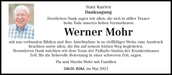 Traueranzeige von Werner Mohr von trierischer_volksfreund
