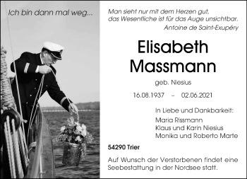 Traueranzeige von ELisabeth Massmann von trierischer_volksfreund