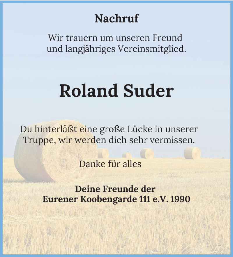  Traueranzeige für Roland Suder vom 16.06.2021 aus trierischer_volksfreund