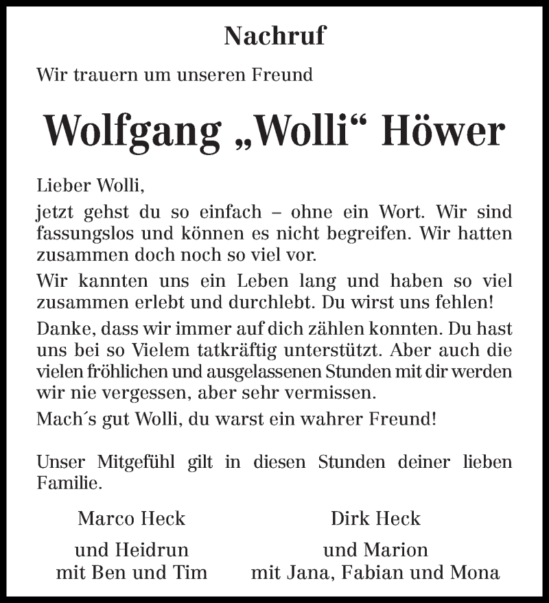  Traueranzeige für Wolfgang Höwer vom 16.06.2021 aus trierischer_volksfreund