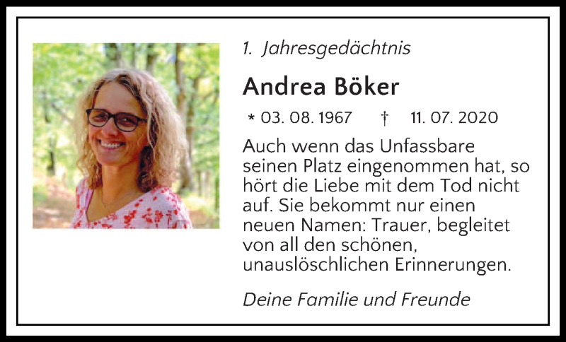  Traueranzeige für Andrea Böker vom 10.07.2021 aus trierischer_volksfreund