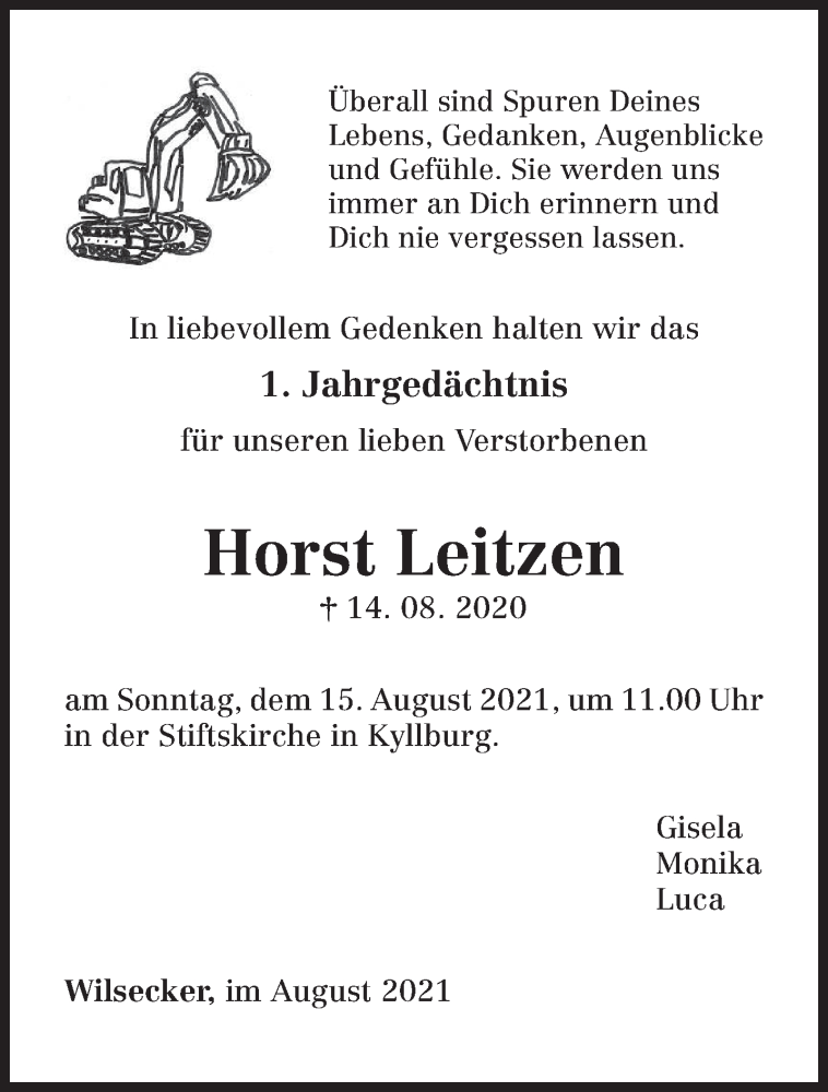  Traueranzeige für Horst Leitzen vom 12.08.2021 aus trierischer_volksfreund