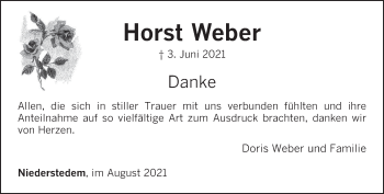 Traueranzeige von Horst Weber von trierischer_volksfreund