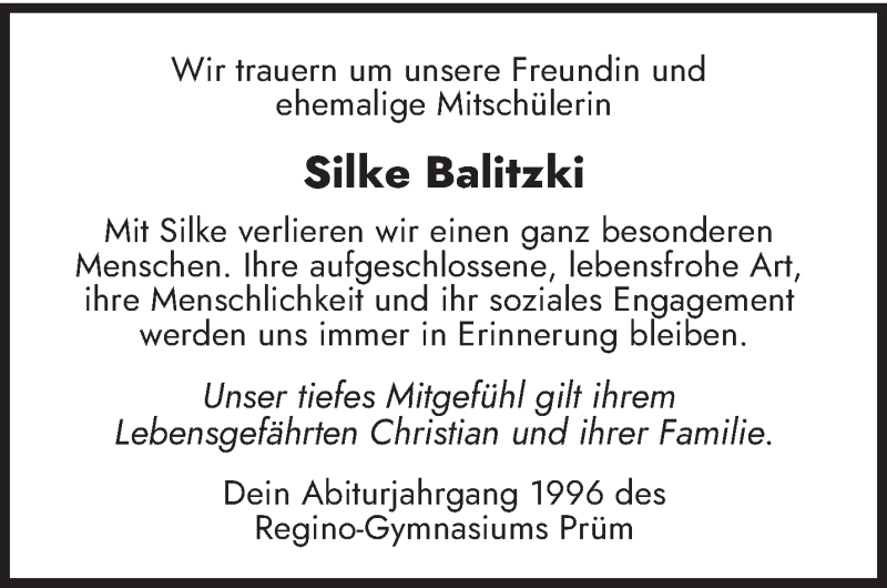  Traueranzeige für Silke Balitzki vom 19.08.2021 aus trierischer_volksfreund