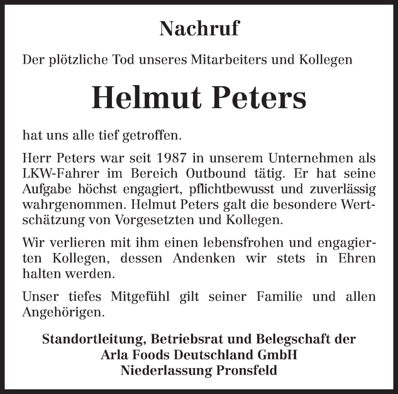  Traueranzeige für Helmut Peters vom 31.08.2021 aus trierischer_volksfreund