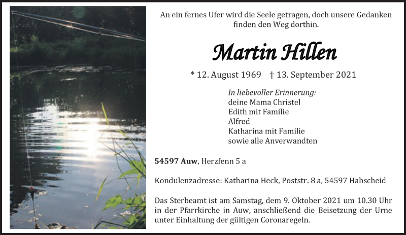  Traueranzeige für Martin Hillen vom 22.09.2021 aus trierischer_volksfreund