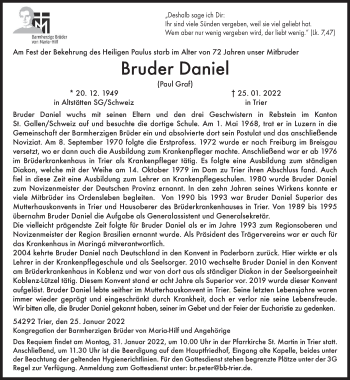 Traueranzeige von Paul Graf von trierischer_volksfreund