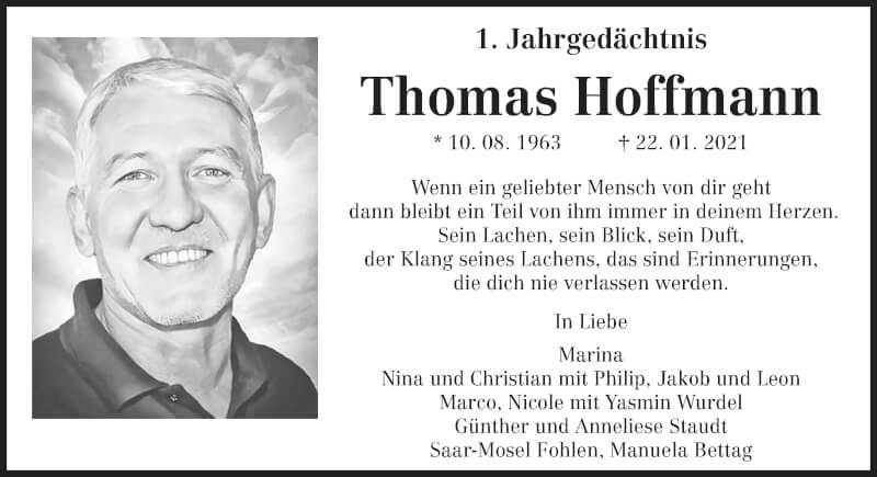  Traueranzeige für Thomas Hoffmann vom 22.01.2022 aus trierischer_volksfreund