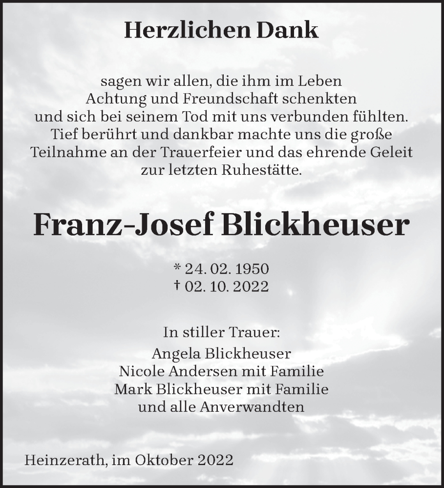  Traueranzeige für Franz-Josef Blickheuser vom 29.10.2022 aus trierischer_volksfreund