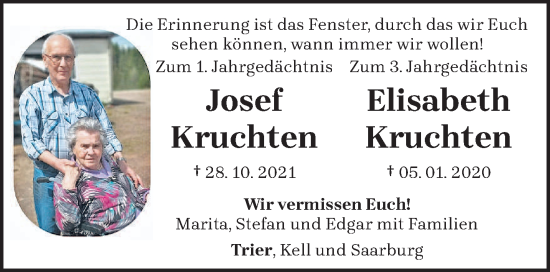 Traueranzeige von Josef und Elisabeth Kruchten von trierischer_volksfreund