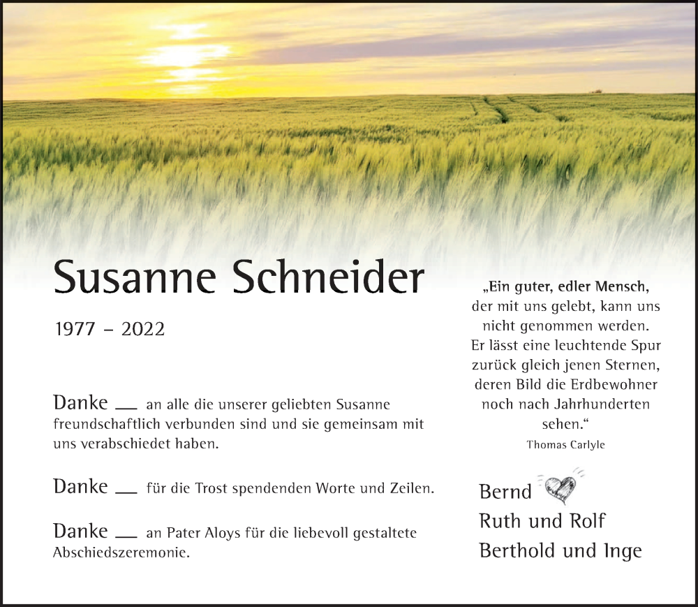  Traueranzeige für Susanne Schneider vom 01.10.2022 aus trierischer_volksfreund