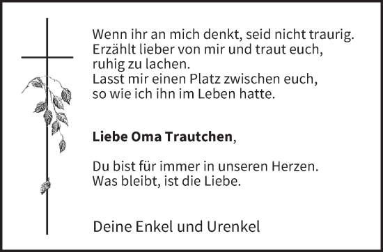 Traueranzeige von Gertrud Weber von trierischer_volksfreund