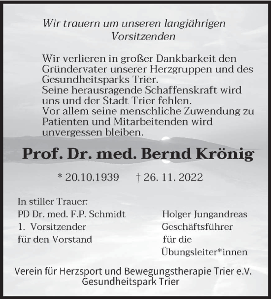 Traueranzeige von Bernd Krönig von trierischer_volksfreund