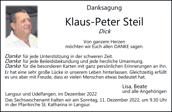 Traueranzeige von Klaus-Peter Steil von trierischer_volksfreund