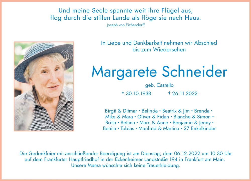  Traueranzeige für Margarete Schneider vom 03.12.2022 aus trierischer_volksfreund