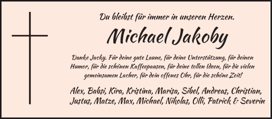 Traueranzeige von Michael Jakoby von trierischer_volksfreund