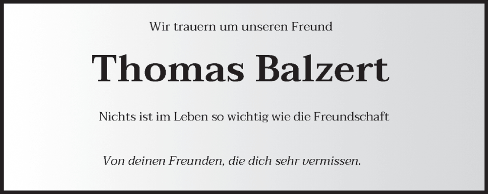  Traueranzeige für Thomas Balzert vom 03.12.2022 aus trierischer_volksfreund
