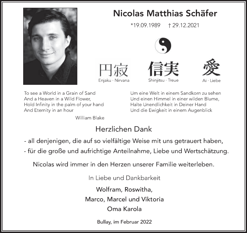 Traueranzeige für Nicolas Matthias Schäfer vom 26.02.2022 aus trierischer_volksfreund