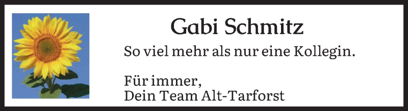  Traueranzeige für Gabi Schmitz vom 19.03.2022 aus trierischer_volksfreund