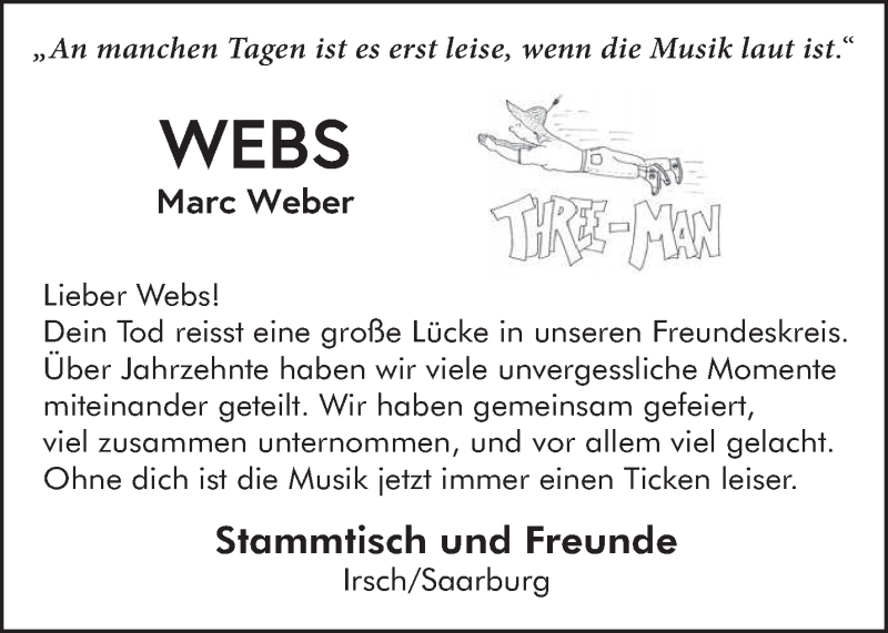  Traueranzeige für Marc Weber vom 26.03.2022 aus trierischer_volksfreund