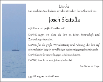Traueranzeige von Josch Skatulla von trierischer_volksfreund