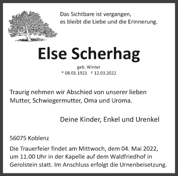 Traueranzeige von Else Scherhag von trierischer_volksfreund