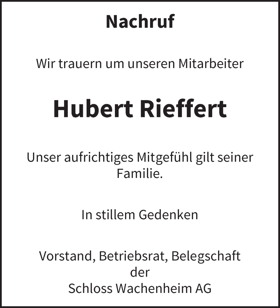  Traueranzeige für Hubert Rieffert vom 30.05.2022 aus trierischer_volksfreund