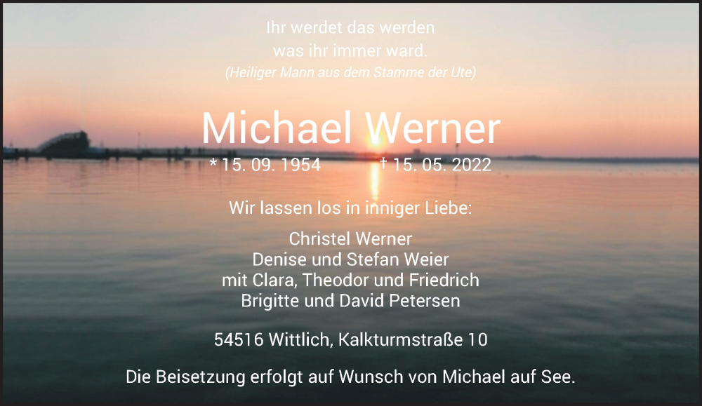  Traueranzeige für Michael Werner vom 21.05.2022 aus trierischer_volksfreund
